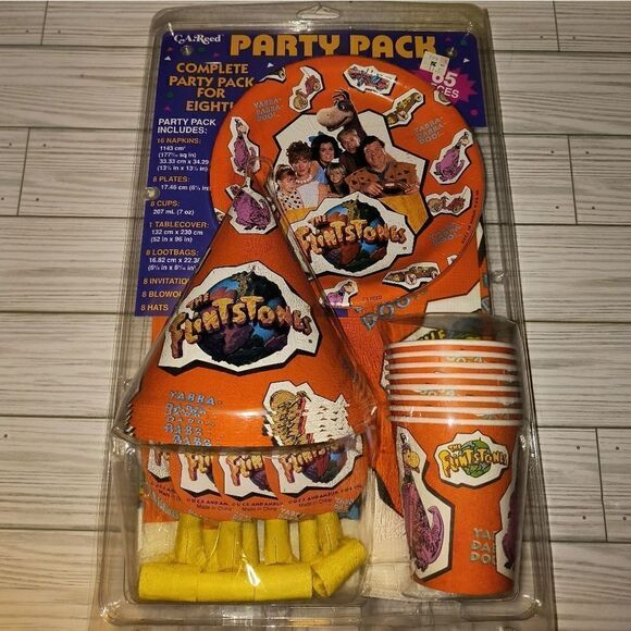 C.A. Reed Vintage Flintstones Party Pack Of 65 Pieces 8 Person Set New - Picture 1 of 9